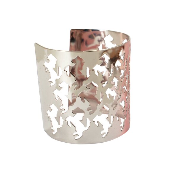 Scuderia Ferrari 100% Brass Silver & Red Pixelated Prancing Horse Cuff Bracelet - Picture 2 of 6